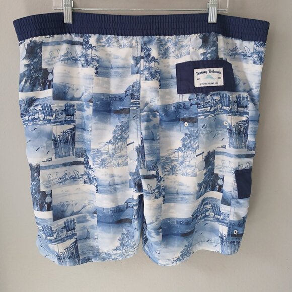 Tommy Bahama Men's Swim Trunks Blue White Beach Drawstring Size XL - Picture 12 of 15